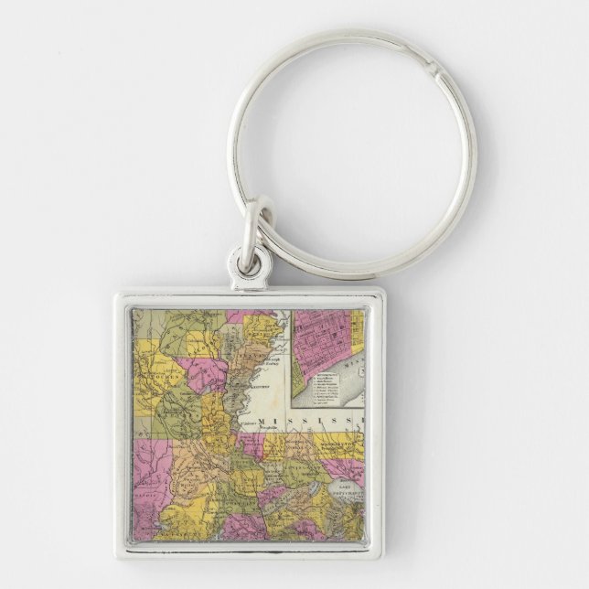 New Map Of Louisiana 3 Key Ring (Front)