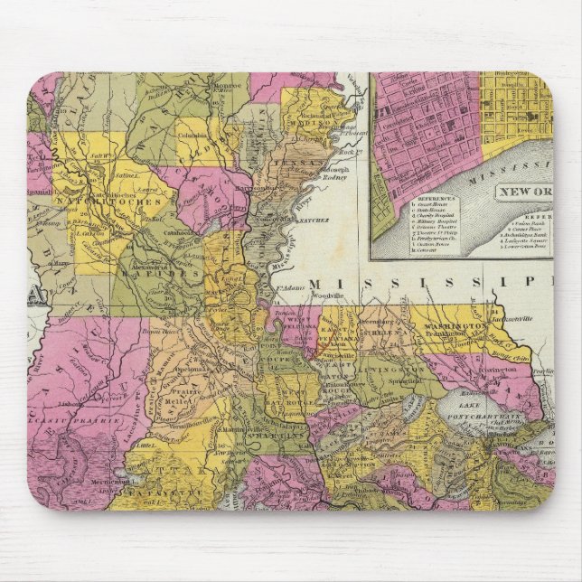 New Map Of Louisiana 3 Mouse Mat (Front)