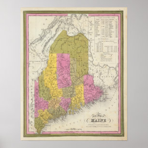 New Map of Maine 2 Poster