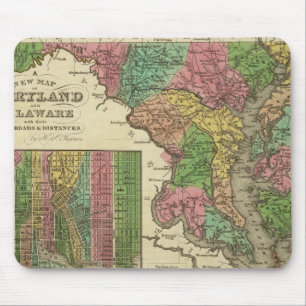 New Map Of Maryland and Delaware 2 Mouse Mat