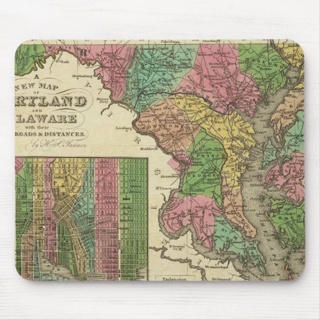 New Map Of Maryland and Delaware 2 Mouse Mat (Front)