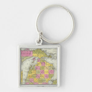 New Map Of Michigan 2 Key Ring