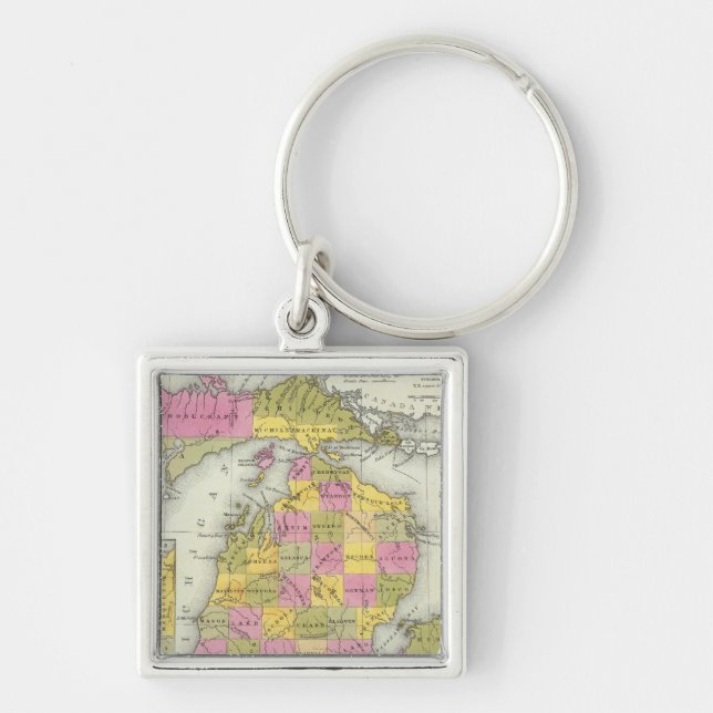 New Map Of Michigan 2 Key Ring (Front)