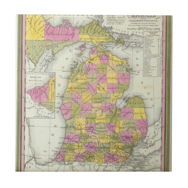 New Map Of Michigan 2 Tile (Front)