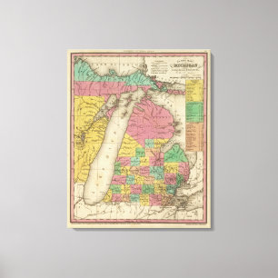 New Map Of Michigan Canvas Print