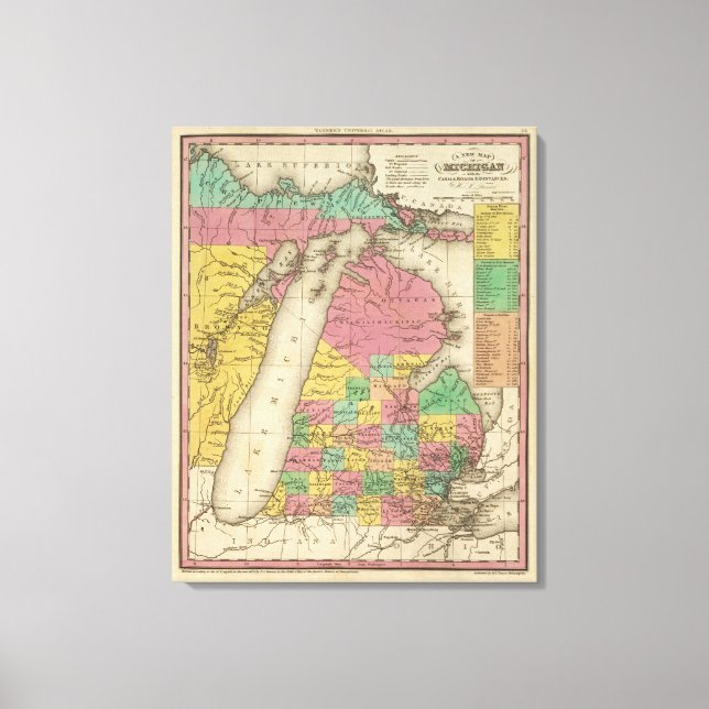 New Map Of Michigan Canvas Print (Front)