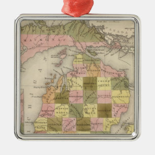 New Map Of Michigan Metal Tree Decoration