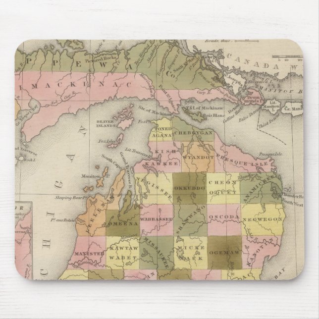 New Map Of Michigan Mouse Mat (Front)