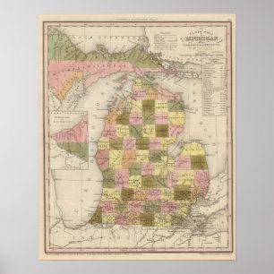 New Map Of Michigan Poster