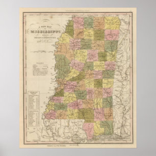 New Map Of Mississippi 2 Poster