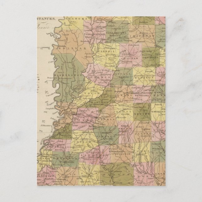 New Map Of Mississippi Postcard (Front)