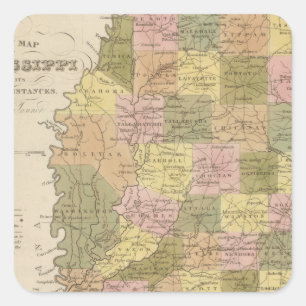 New Map Of Mississippi Square Sticker