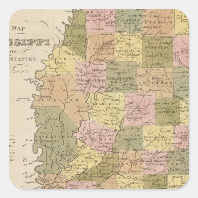 New Map Of Mississippi Square Sticker (Front)