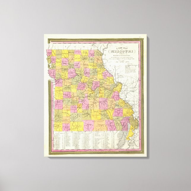 New Map Of Missouri 2 Canvas Print (Front)
