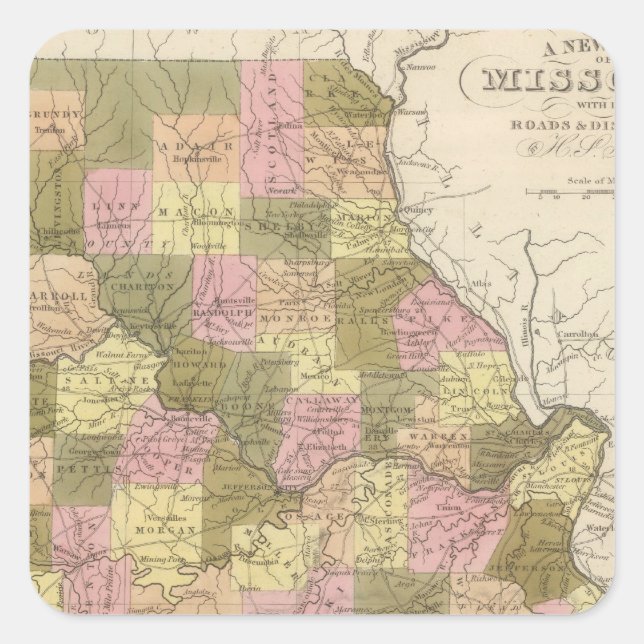 New Map Of Missouri 2 Square Sticker (Front)