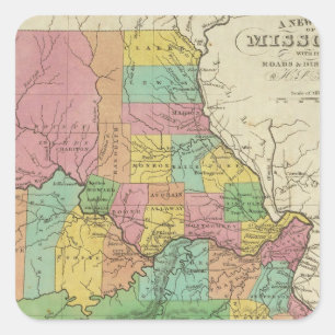 New Map Of Missouri Square Sticker