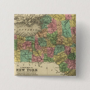 New Map Of New York 15 Cm Square Badge