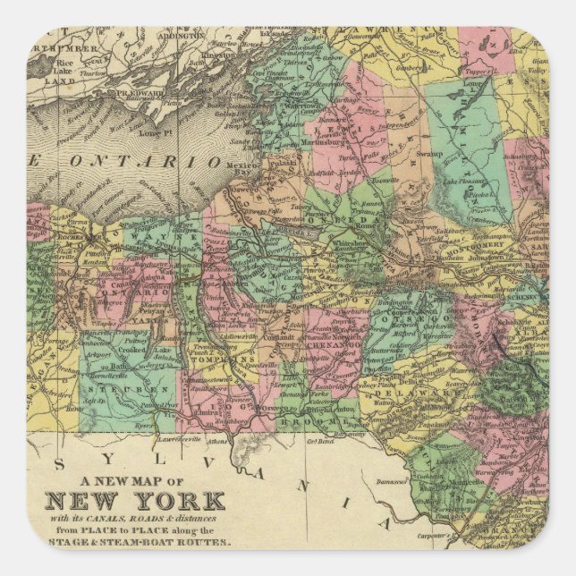 New Map Of New York Square Sticker (Front)