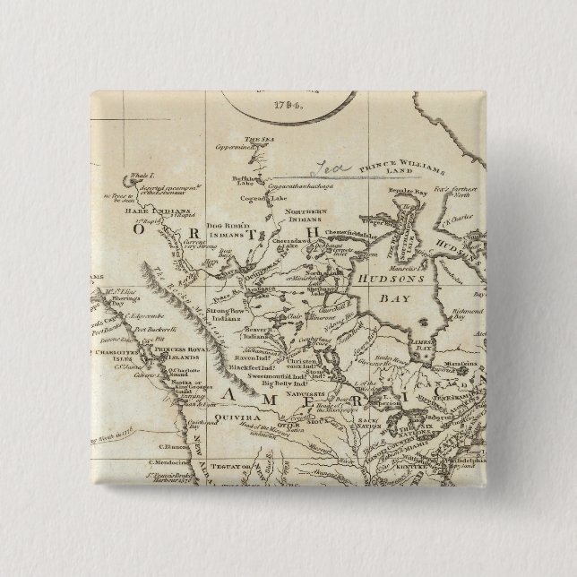 New Map of North America 15 Cm Square Badge (Front)