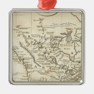 New Map of North America Metal Tree Decoration