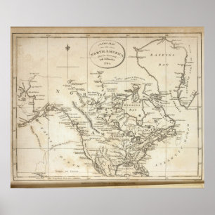 New Map of North America Poster