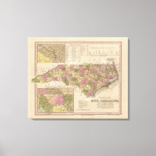 New Map Of North Carolina Canvas Print
