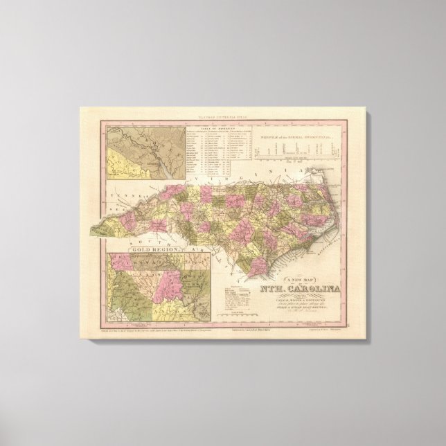 New Map Of North Carolina Canvas Print (Front)
