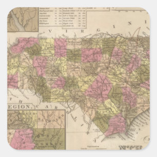 New Map Of North Carolina Square Sticker