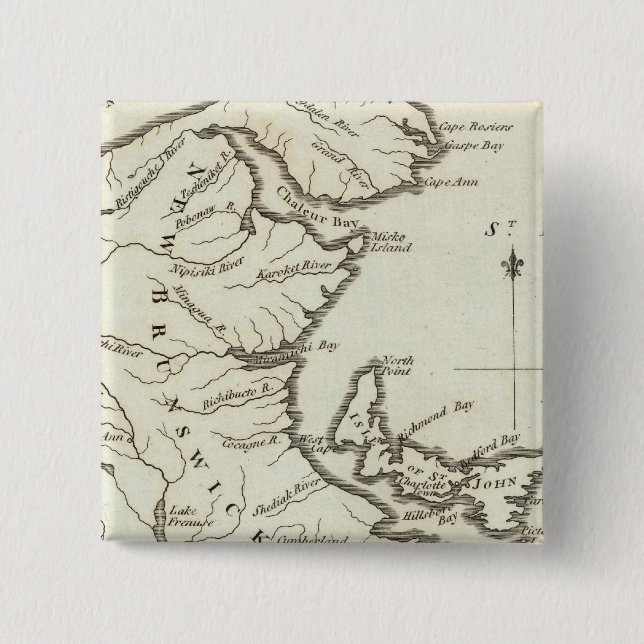 New Map of Nova Scotia, New Brunswick 15 Cm Square Badge (Front)