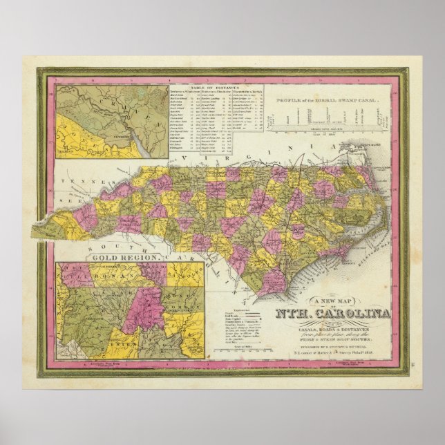 New Map Of Nth Carolina Poster (Front)