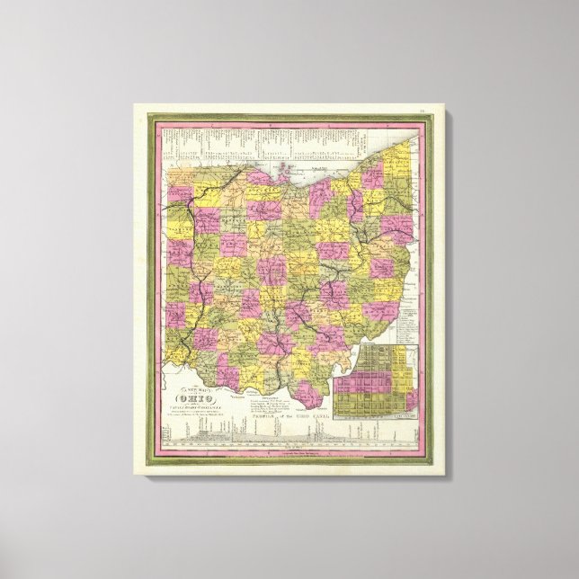 New Map Of Ohio 2 Canvas Print (Front)