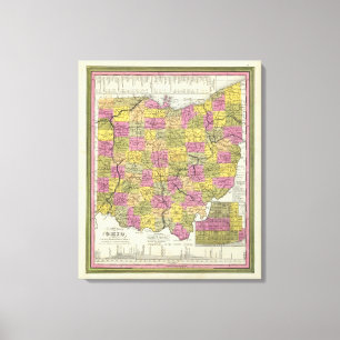 New Map Of Ohio 2 Canvas Print