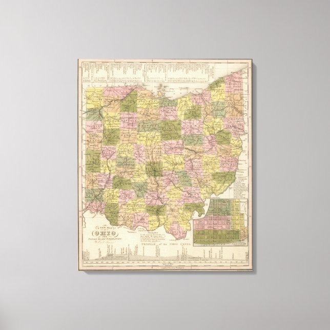 New Map Of Ohio Canvas Print (Front)