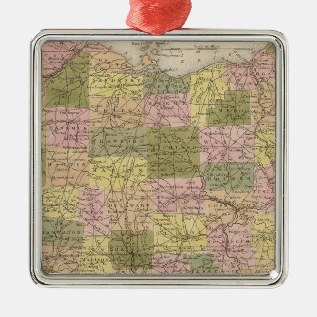 New Map Of Ohio Metal Tree Decoration (Front)