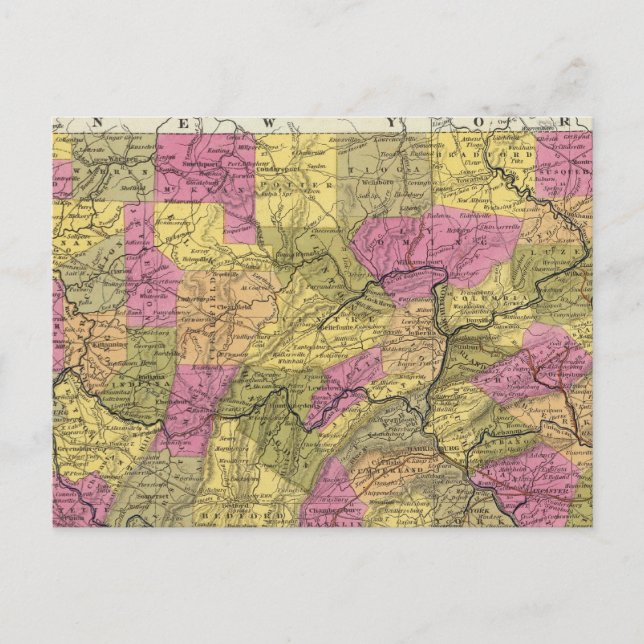 New Map Of Pennsylvania 2 Postcard (Front)