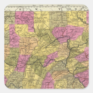 New Map Of Pennsylvania 2 Square Sticker