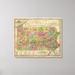 New Map Of Pennsylvania Canvas Print