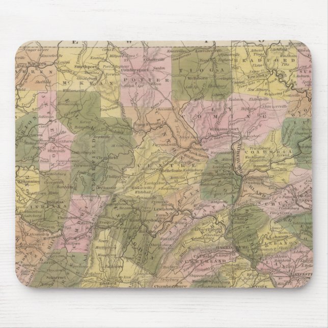 New Map Of Pennsylvania Mouse Mat (Front)