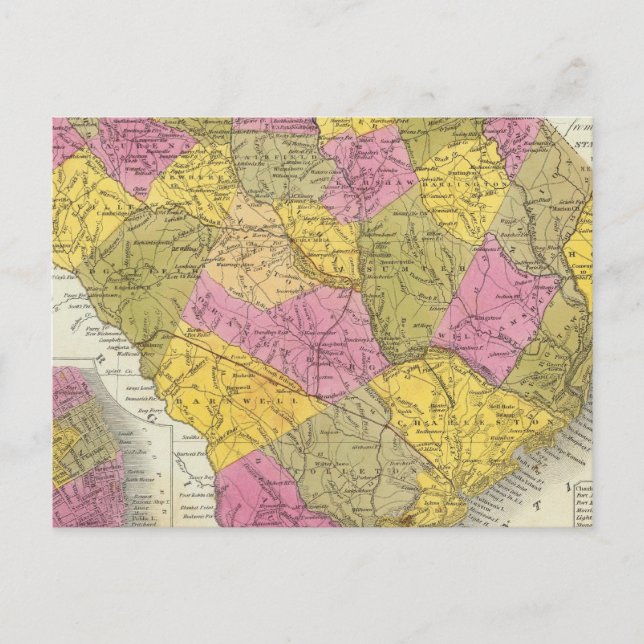 New Map Of South Carolina Postcard (Front)