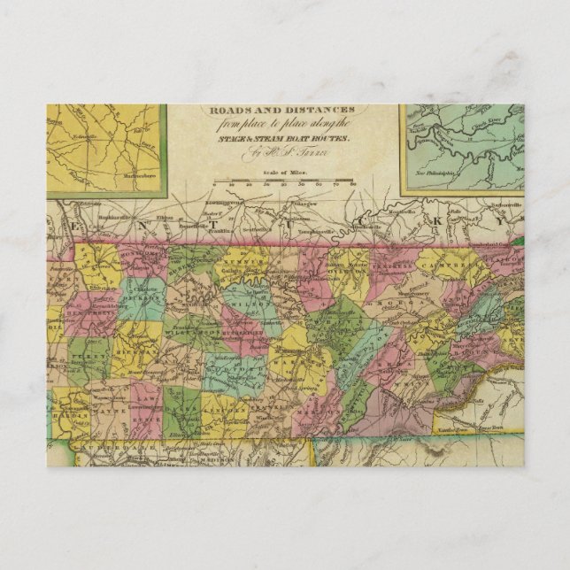 New Map Of Tennessee 2 Postcard (Front)