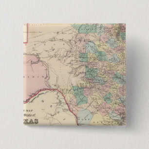 New Map of the State of Texas 15 Cm Square Badge
