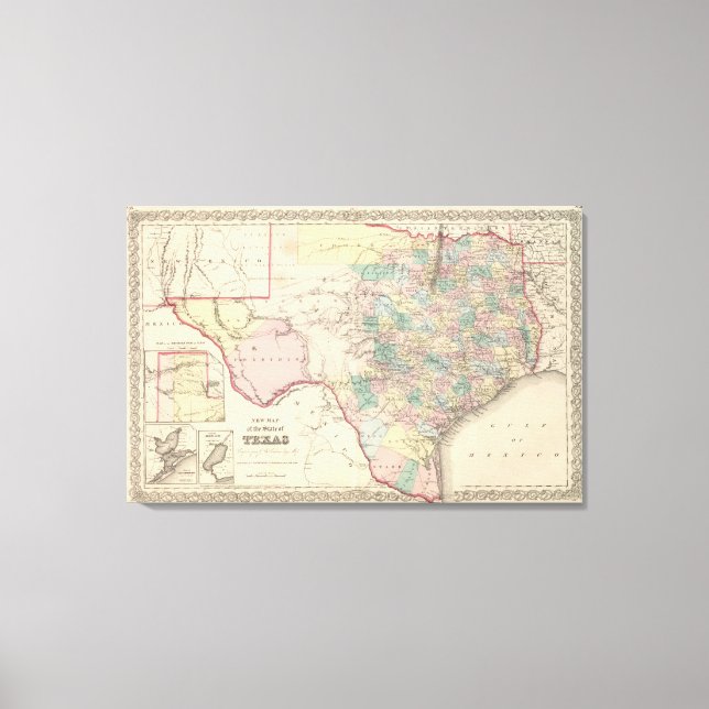 New Map of the State of Texas Canvas Print (Front)