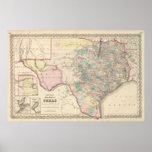 New Map of the State of Texas Poster