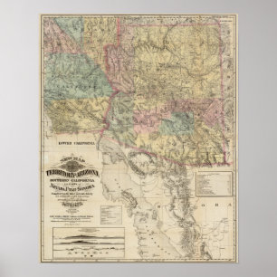 New Map of the Territory of Arizona Poster