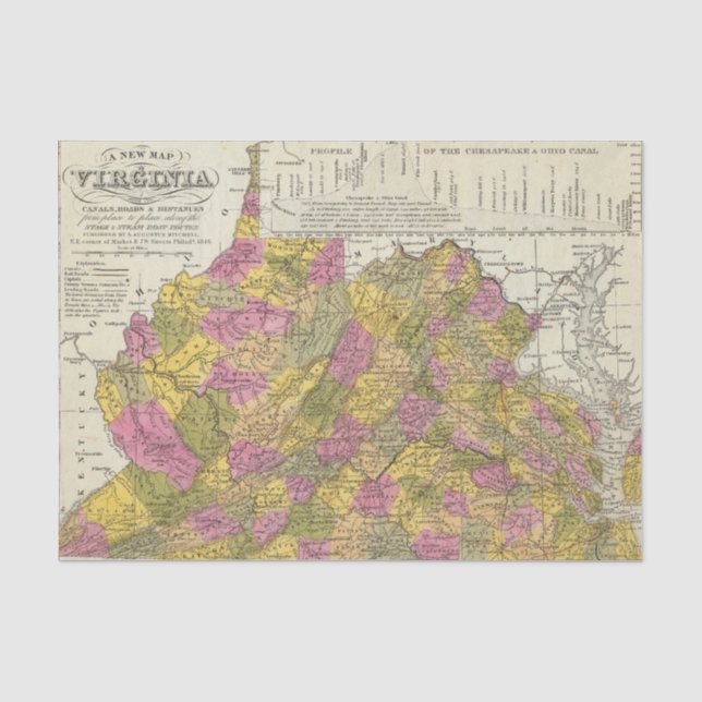 New Map Of Virginia Tissue Paper (Front)