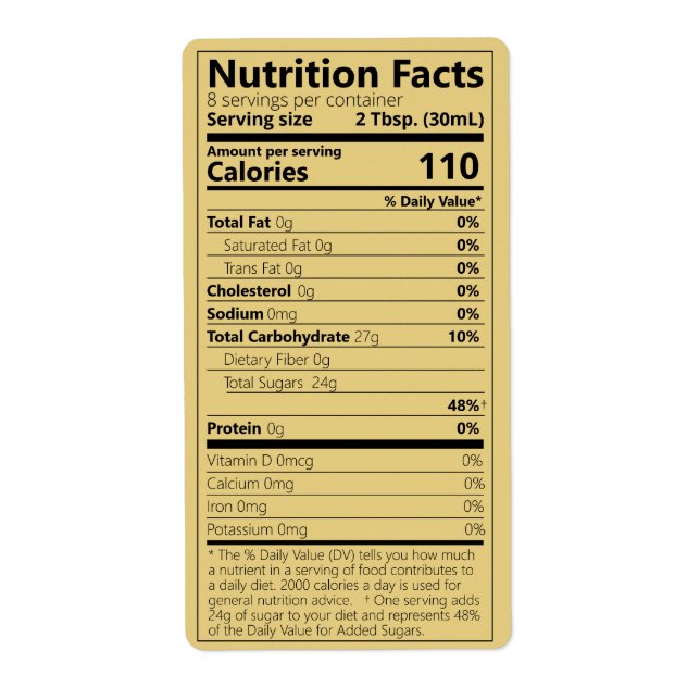 New Maple Syrup Nutrition Facts Light Amber Labels (Front)