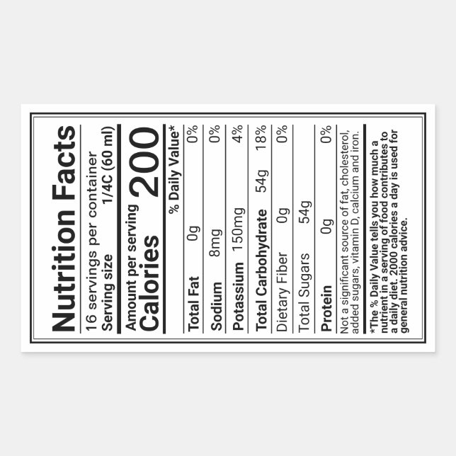 NEW Maple Syrup Nutrition Facts with Border Rectangular Sticker (Front)