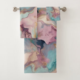 NEW MARBLE SWIRL BATHROOM TOWEL SET