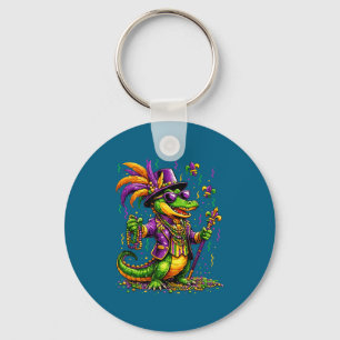 New Mardigator Mardi Gras Alligator Costume Key Ring