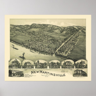 New Martinsville, WV Panoramic Map - 1899 Poster